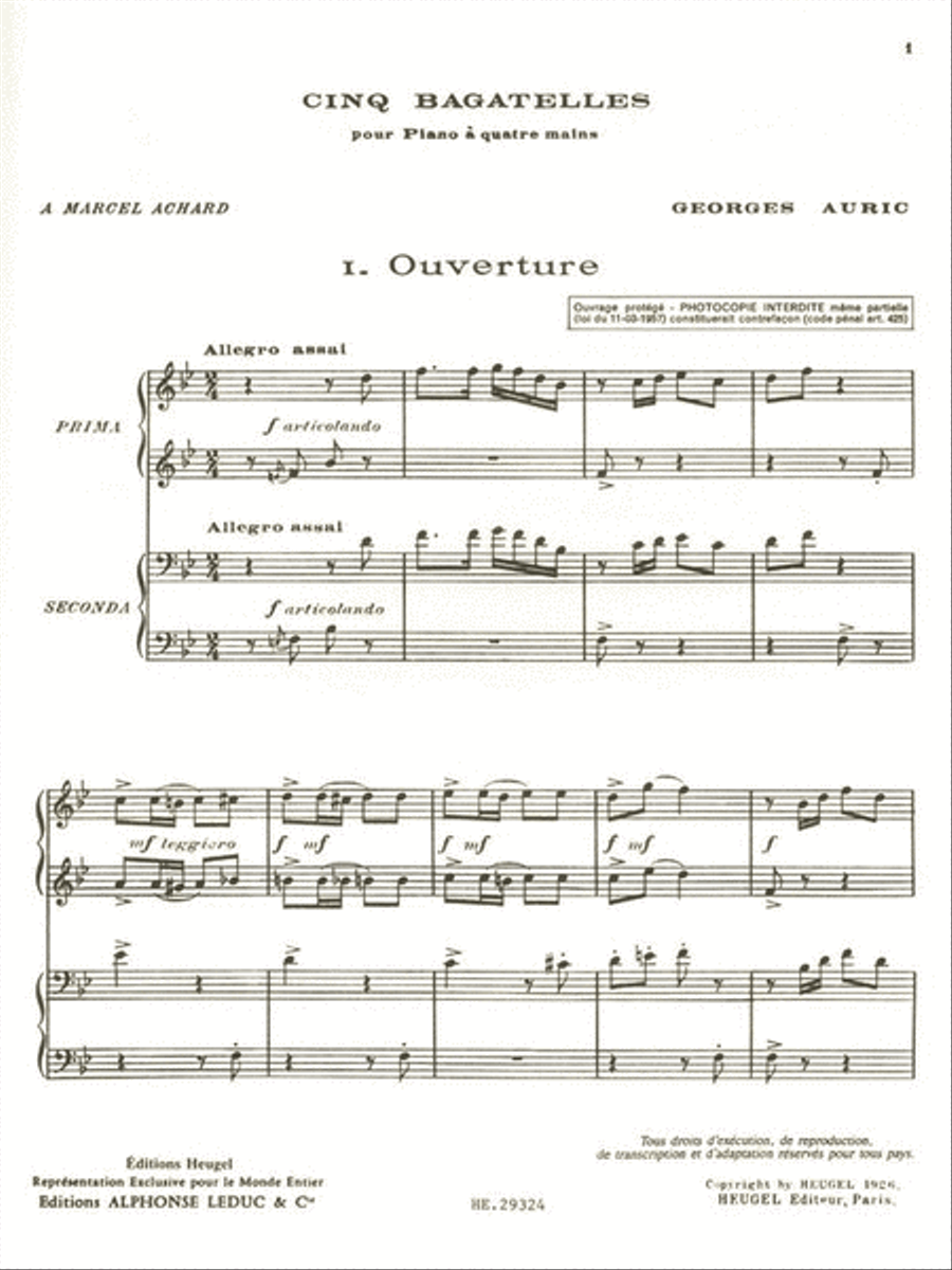 5 Bagatelles, For Piano Four Hands Piano Duet scores gallery preview page 2