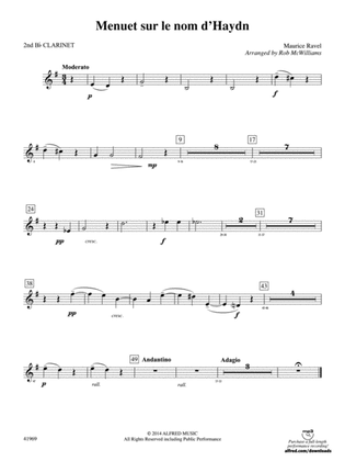 Menuet sur le nom d'Haydn: 2nd B-flat Clarinet