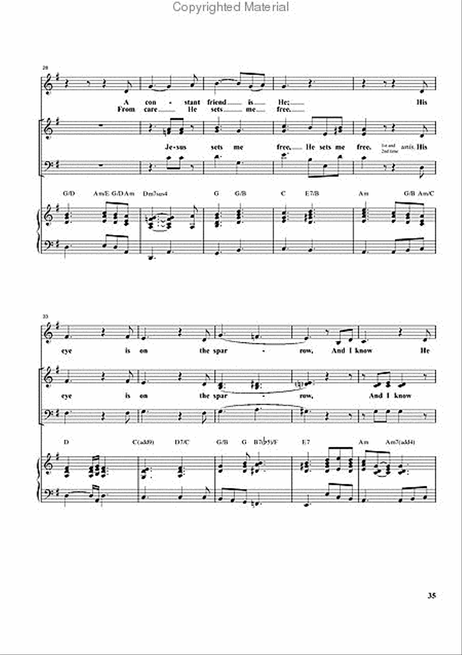 His Eye Is On the Sparrow 3-Part scores gallery preview page 2