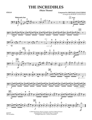 The Incredibles (Main Theme) (arr. Robert Longfield) - Cello