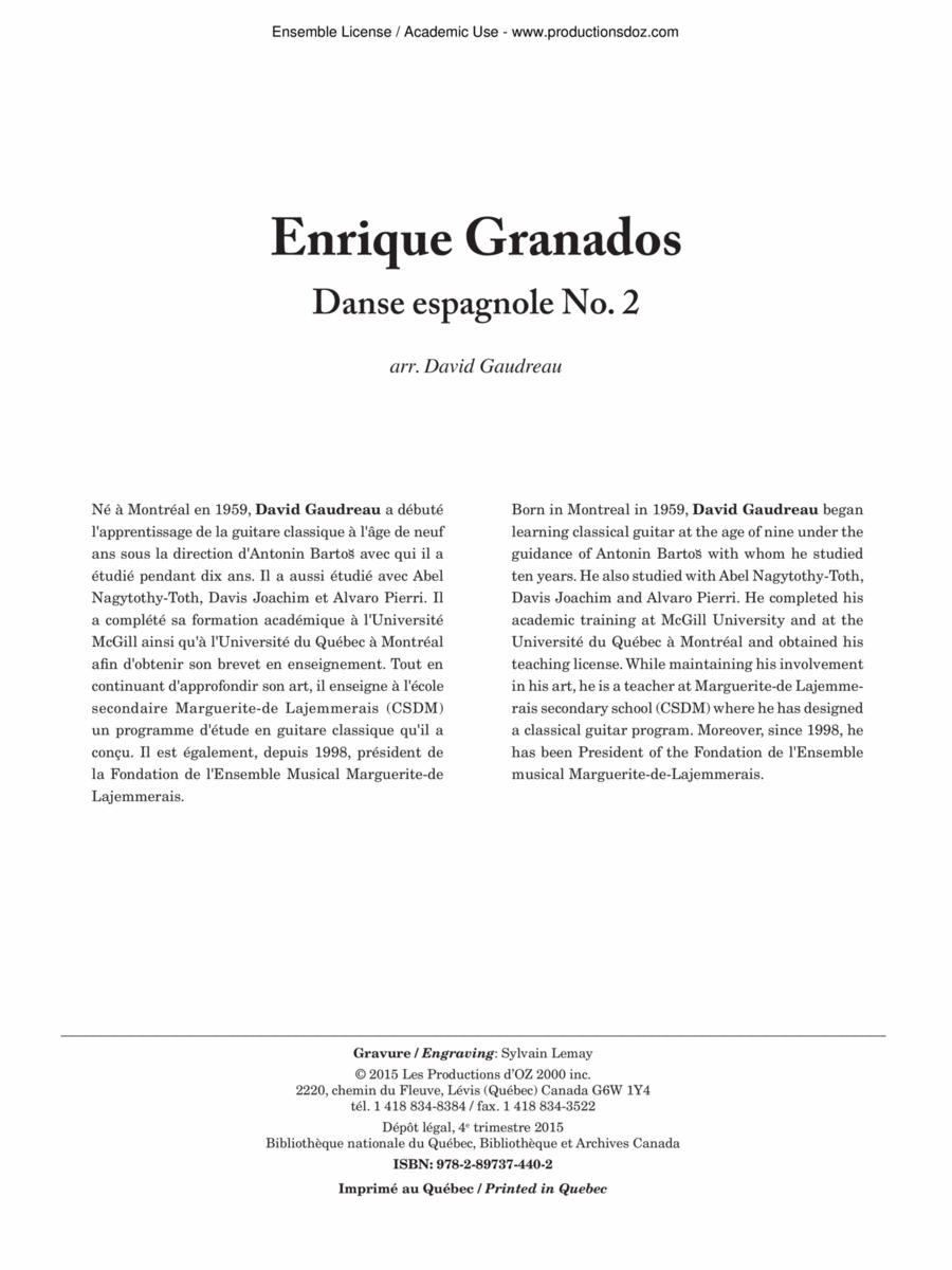 Danse espagnole no. 2 Guitar Ensemble scores gallery preview page 1