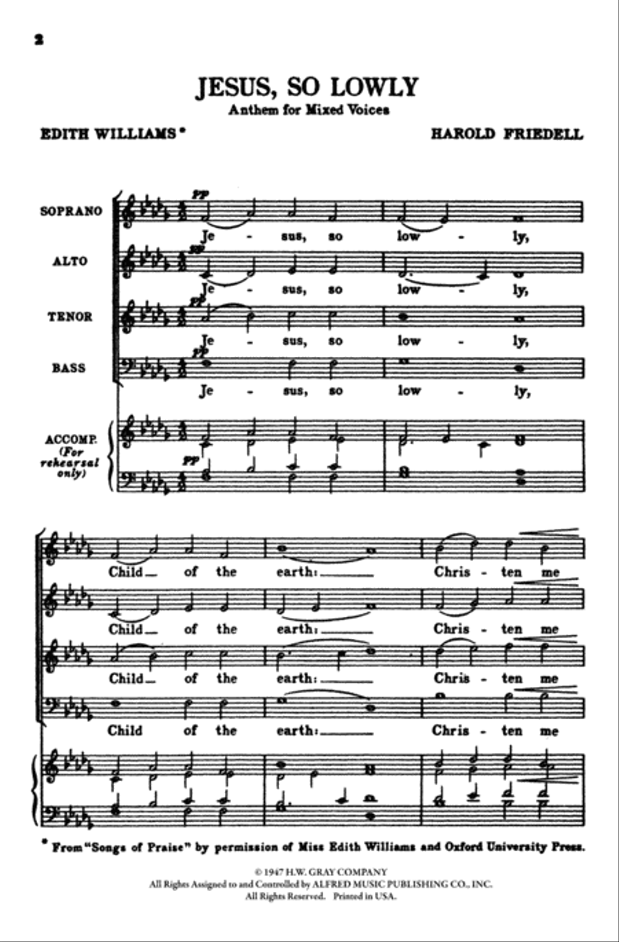 Jesus, So Lowly 4-Part scores gallery preview page 2