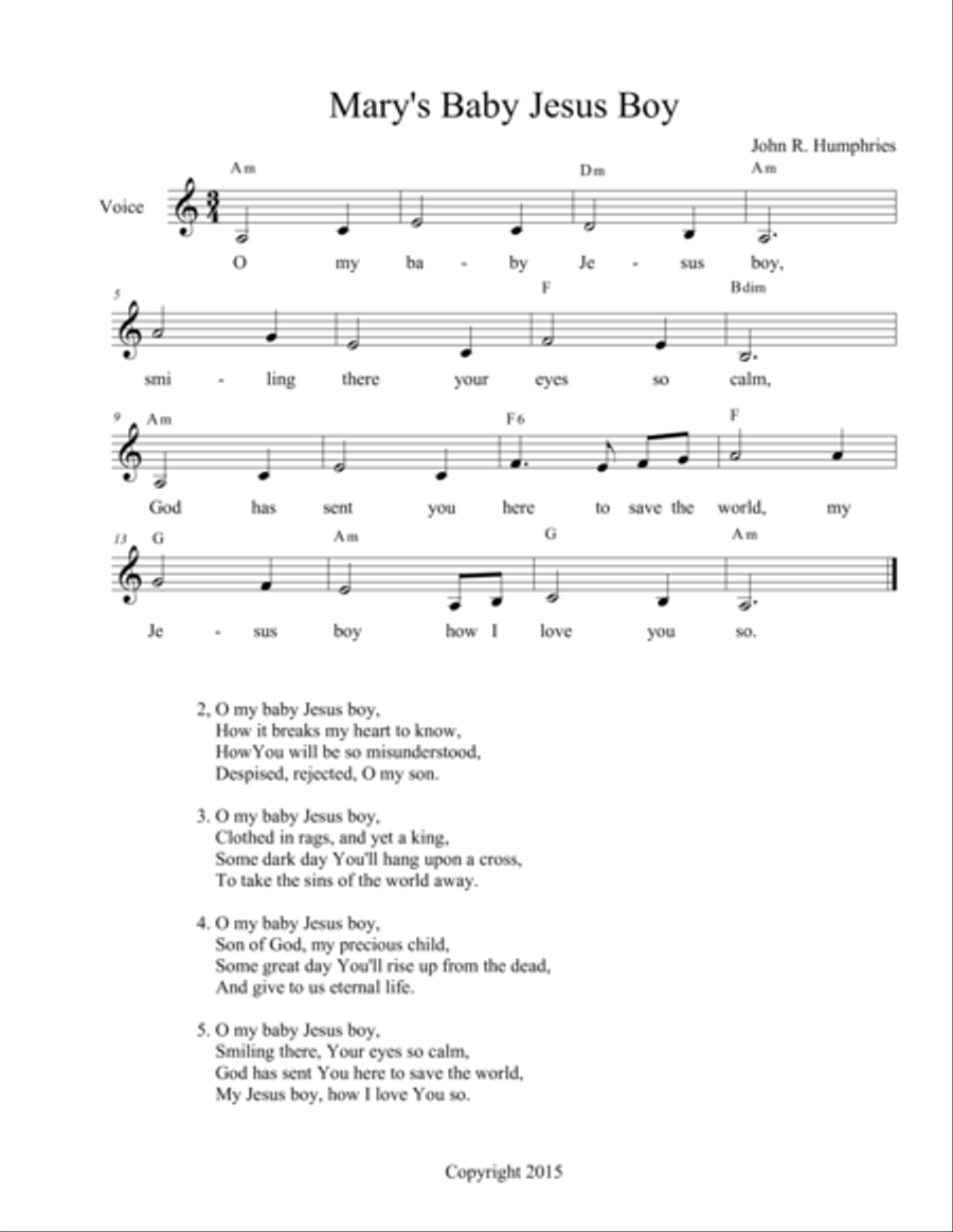 Mary's Baby Jesus Boy Mary's Baby Jesus Boy Guitar scores gallery preview page 1
