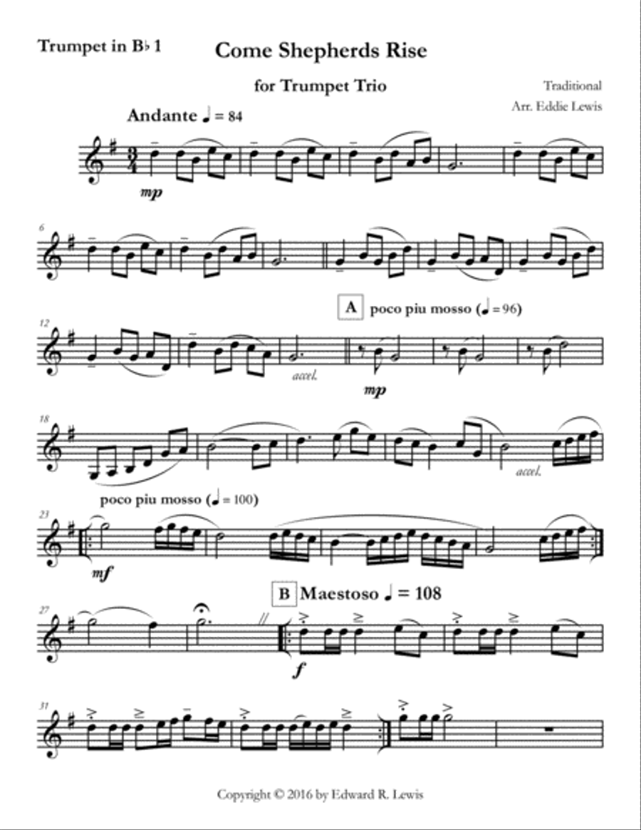 Come Shepherds Rise for Trumpet Trio Trumpet Trio scores gallery preview page 2
