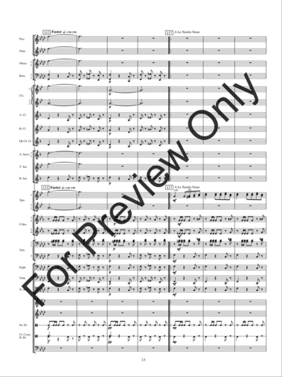 Rhapsody On Spanish Carols Concert Band scores gallery preview page 16