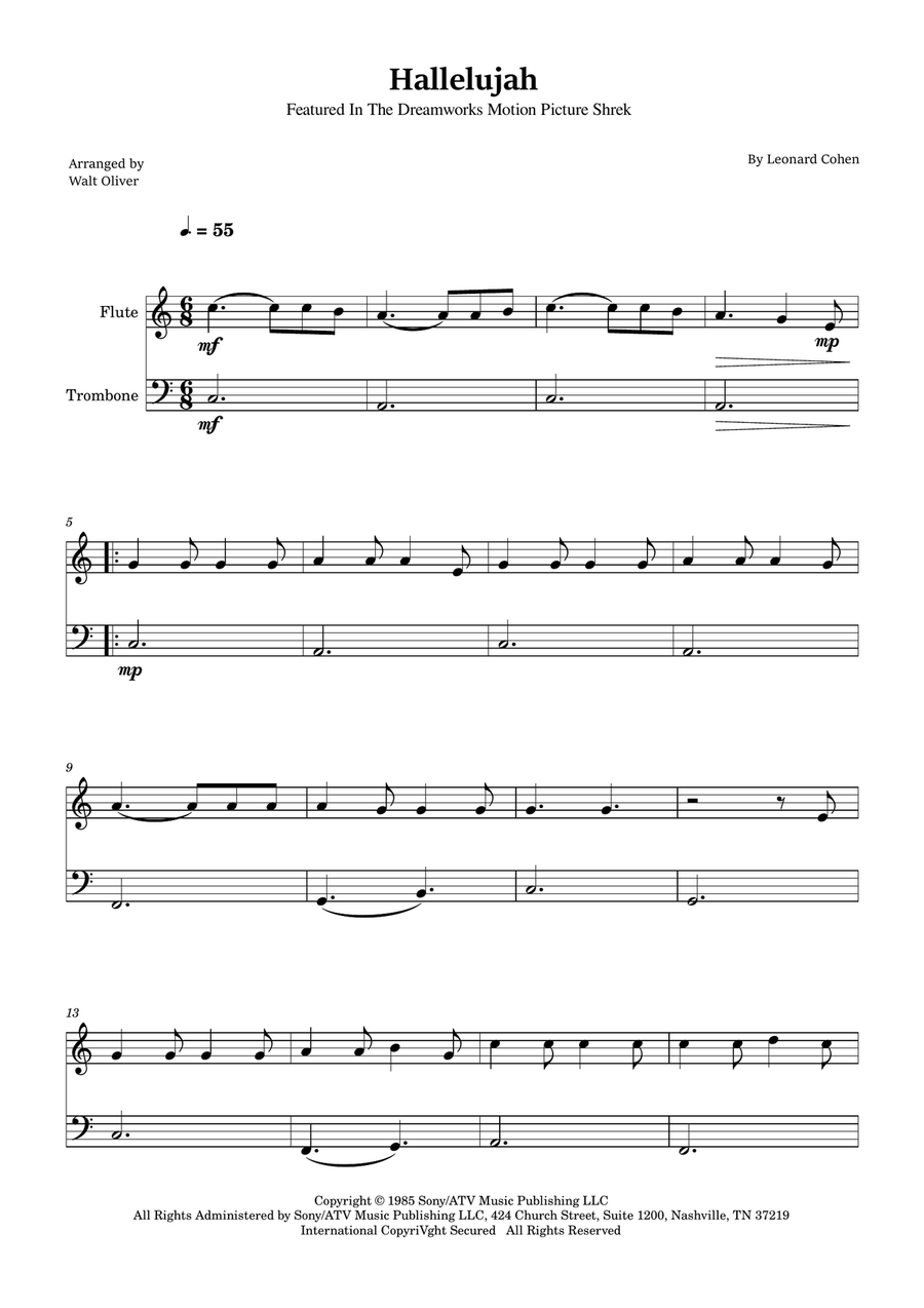 Hallelujah Flute scores gallery preview page 1
