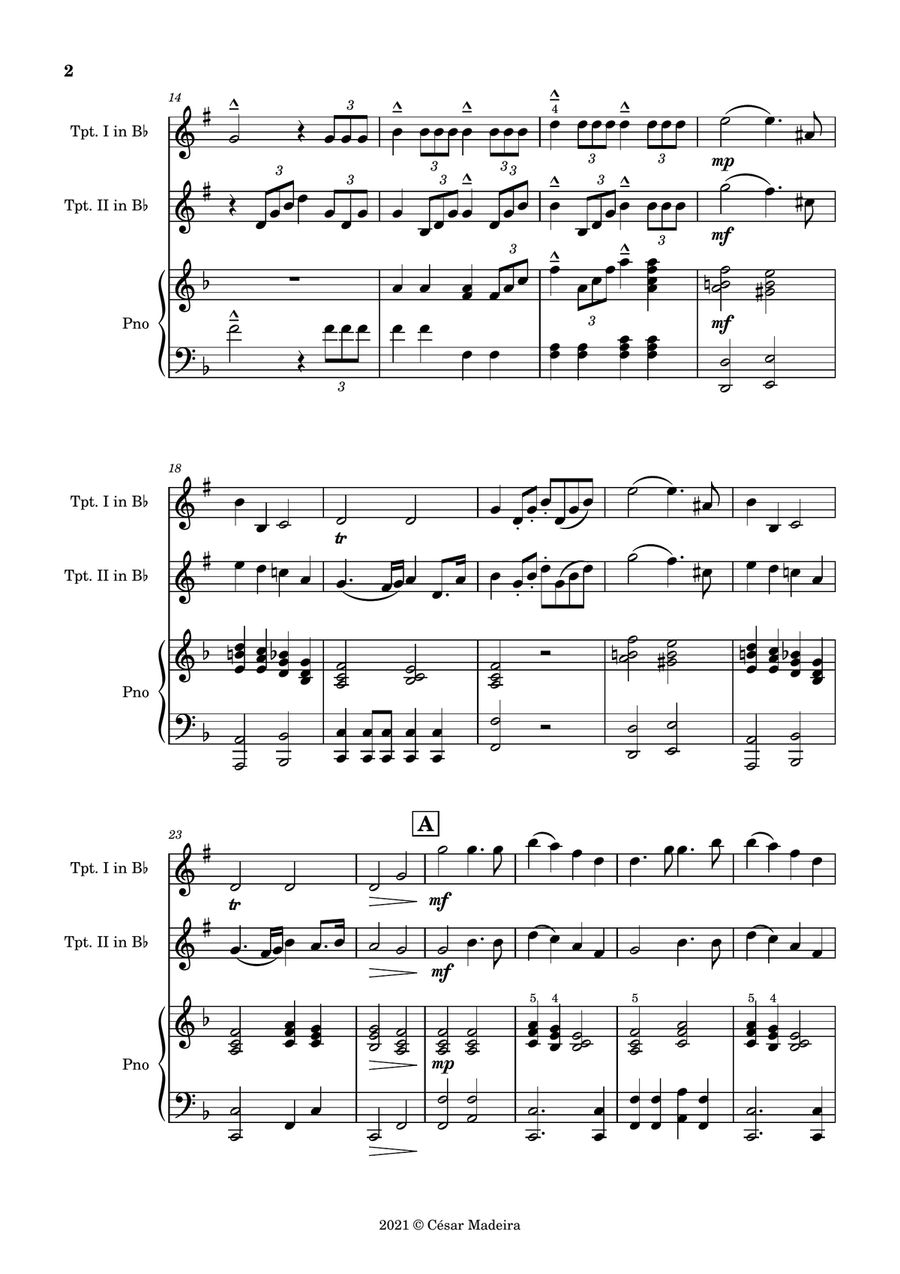The Wedding March - Trumpet Duet and Piano (Full Score and Parts) Trumpet Duet scores gallery preview page 3