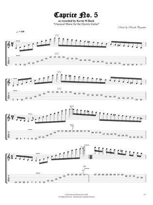 24 Caprices for Violin, Op. 1: No. 5 in A Minor (Arr. for Electric Guitar by Kevin M Buck)
