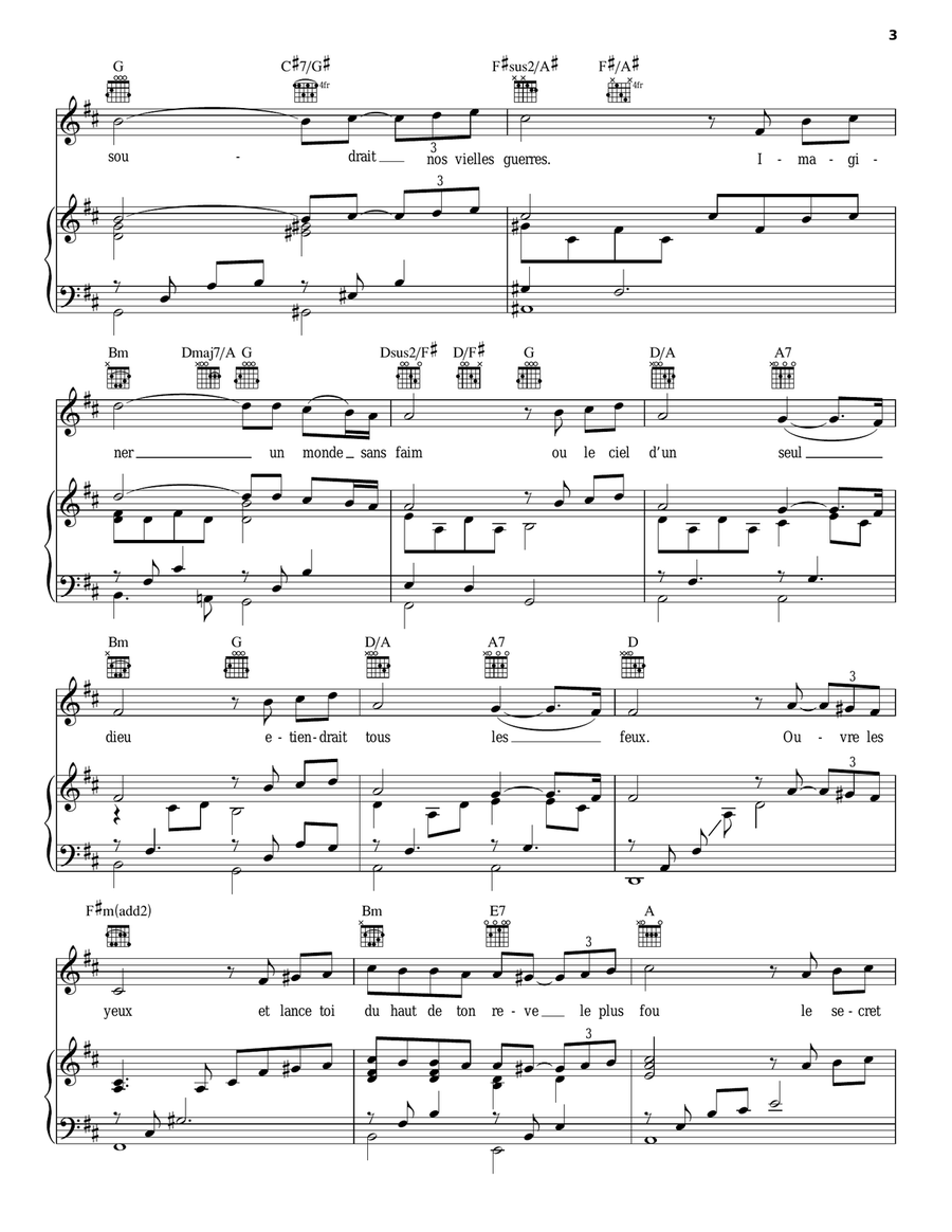 Imaginer Piano, Vocal, Guitar scores gallery preview page 3