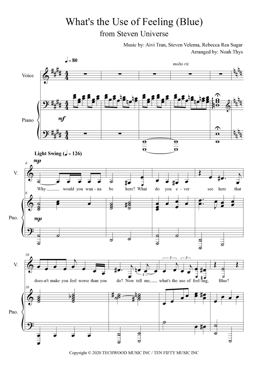 What's The Use Of Feeling (blue) Voice scores gallery preview page 1