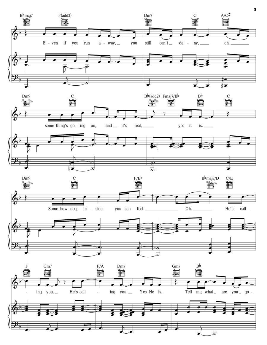 He's Calling You Piano, Vocal, Guitar scores gallery preview page 3