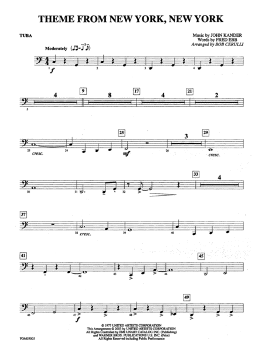 New York, New York, Theme from: Tuba Full Orchestra scores gallery preview page 1