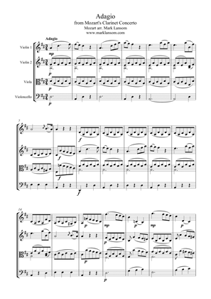 Adagio from Mozart's Clarinet Concerto for String Quartet
