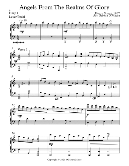 Angels From The Realms Of Glory, Harp Duet by Henry Smart Celtic Harp - Digital Sheet Music