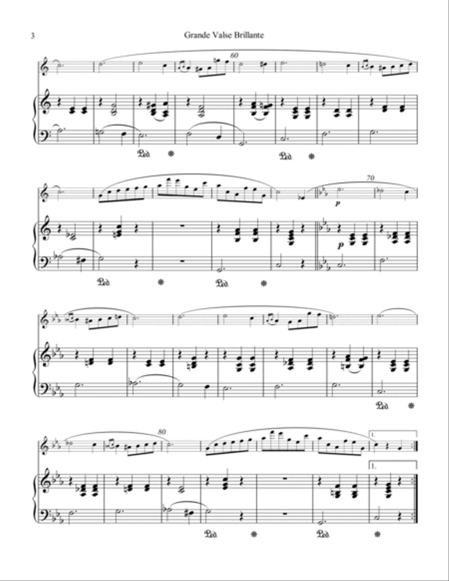 Grande valse brillante, Op. 34 No. 2, for flute (violin) and piano (C Minor) Flute Solo scores gallery preview page 4