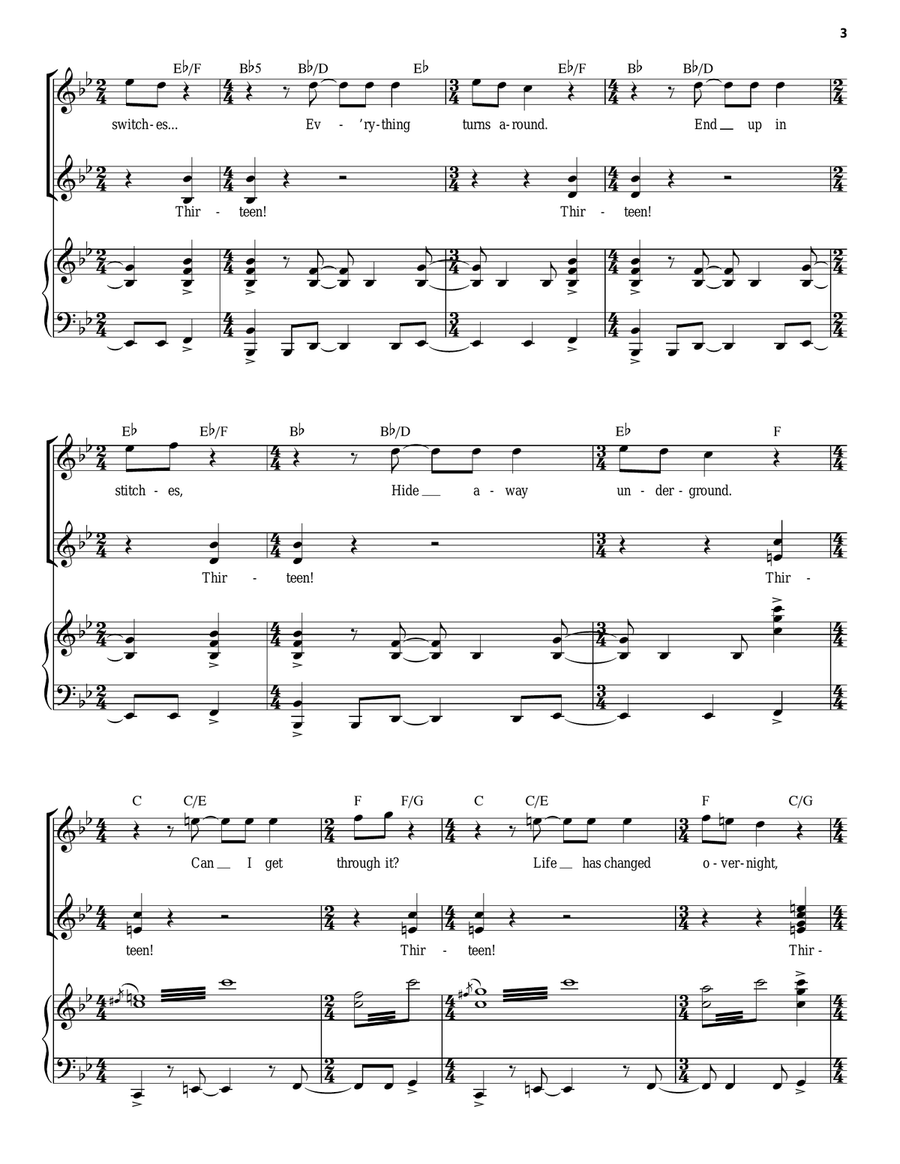 Thirteen / Becoming A Man (from 13: The Musical) Piano, Vocal scores gallery preview page 3