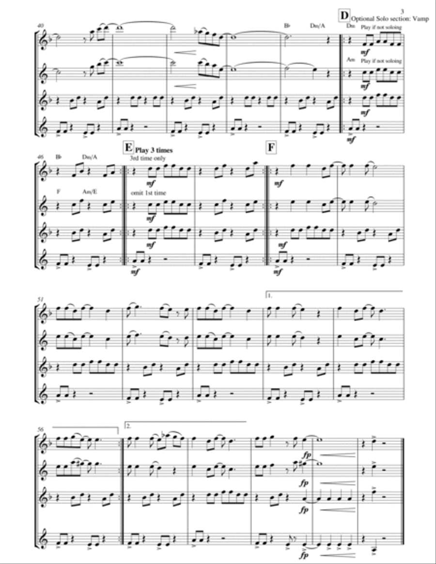 Sweet Dreams (are Made Of This) Saxophone Quartet scores gallery preview page 4