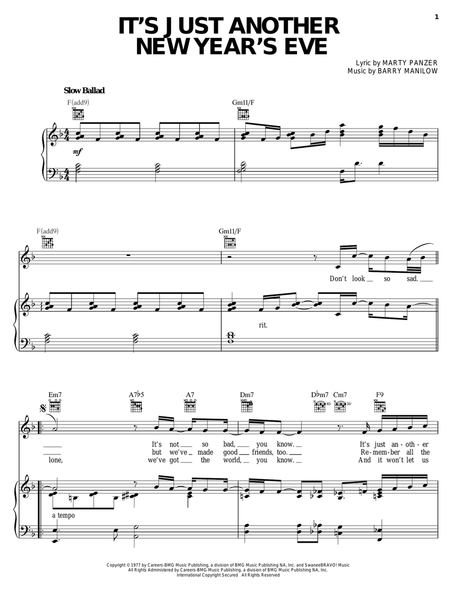 It's Just Another New Year's Eve Piano, Vocal, Guitar scores gallery preview page 1