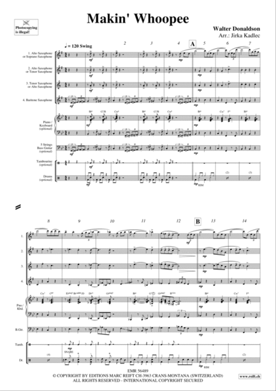 Makin' Whoopee Saxophone Quartet scores gallery preview page 3