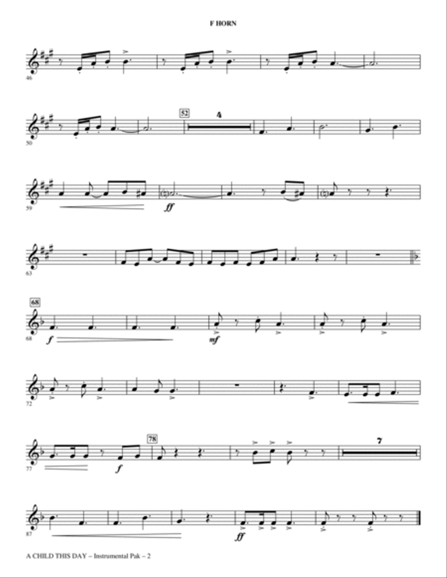 A Child This Day - F Horn Choir scores gallery preview page 2
