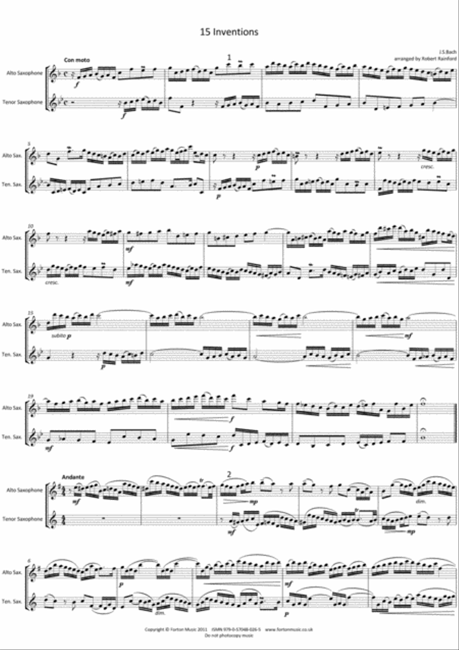 15 2-Part Inventions Woodwind Duet scores gallery preview page 2
