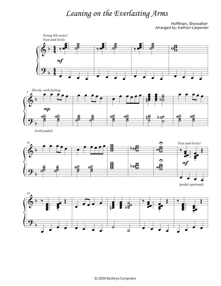 Leaning on the Everlasting Arms (Advanced Piano) image number null