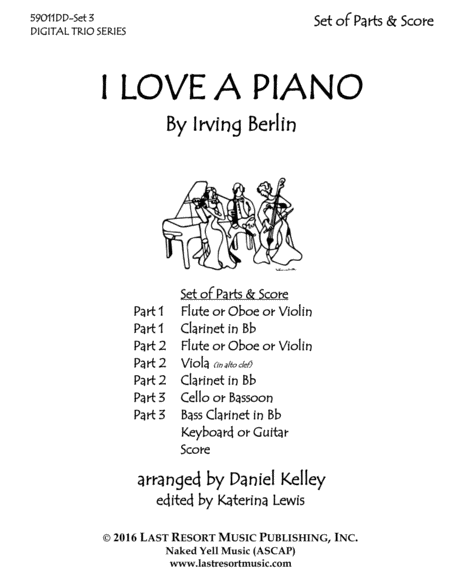 I Love a Piano for Woodwind, String, or Piano Trio Full Set of Parts