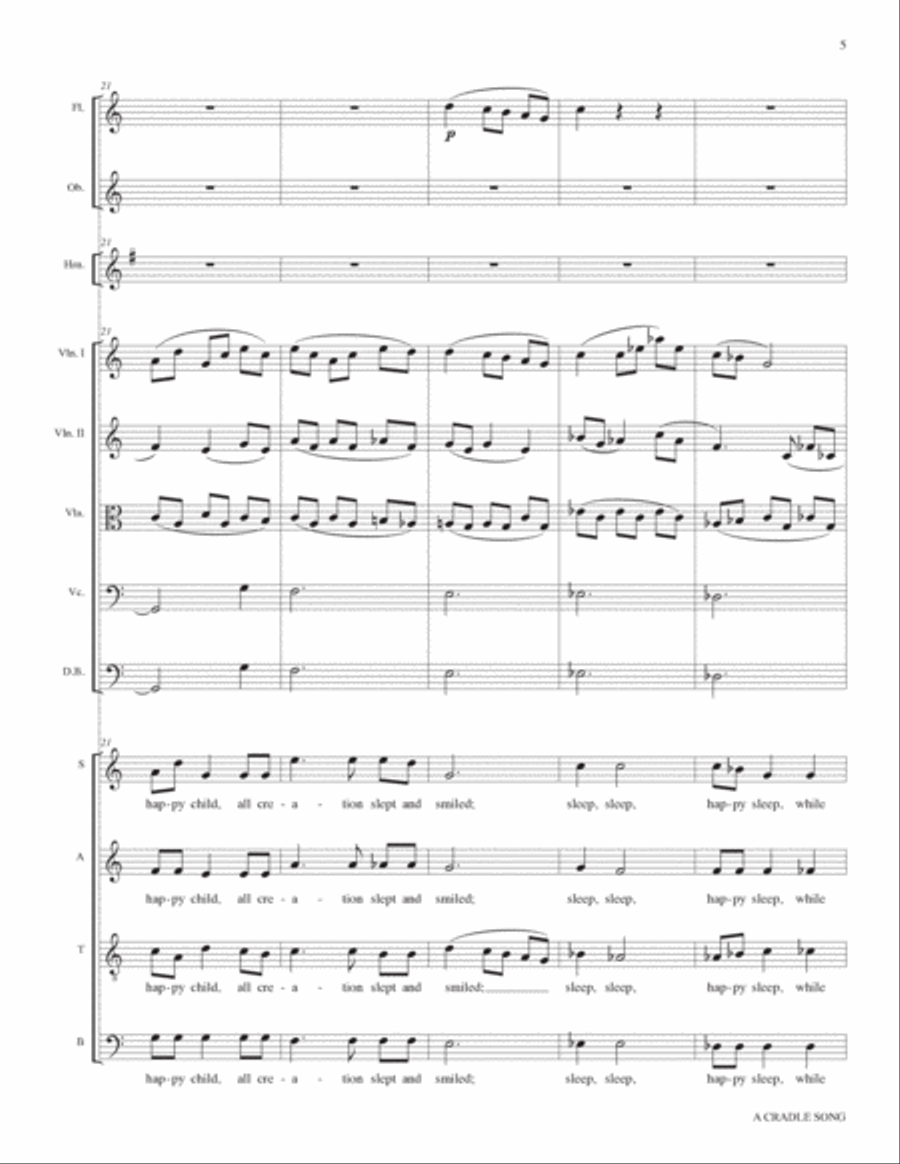 A Cradle Song: Full Score and Parts 4-Part scores gallery preview page 5