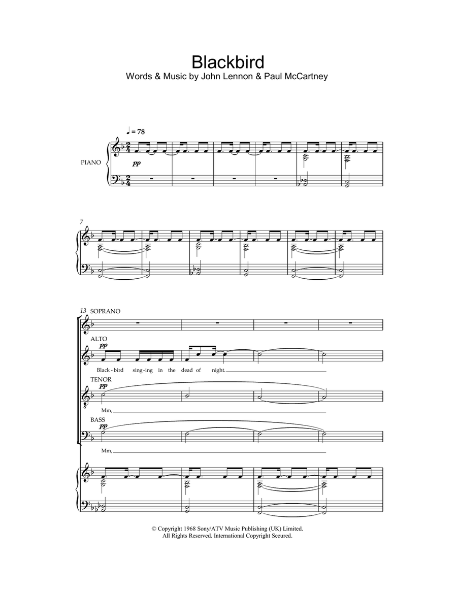Blackbird 4-Part scores gallery preview page 1