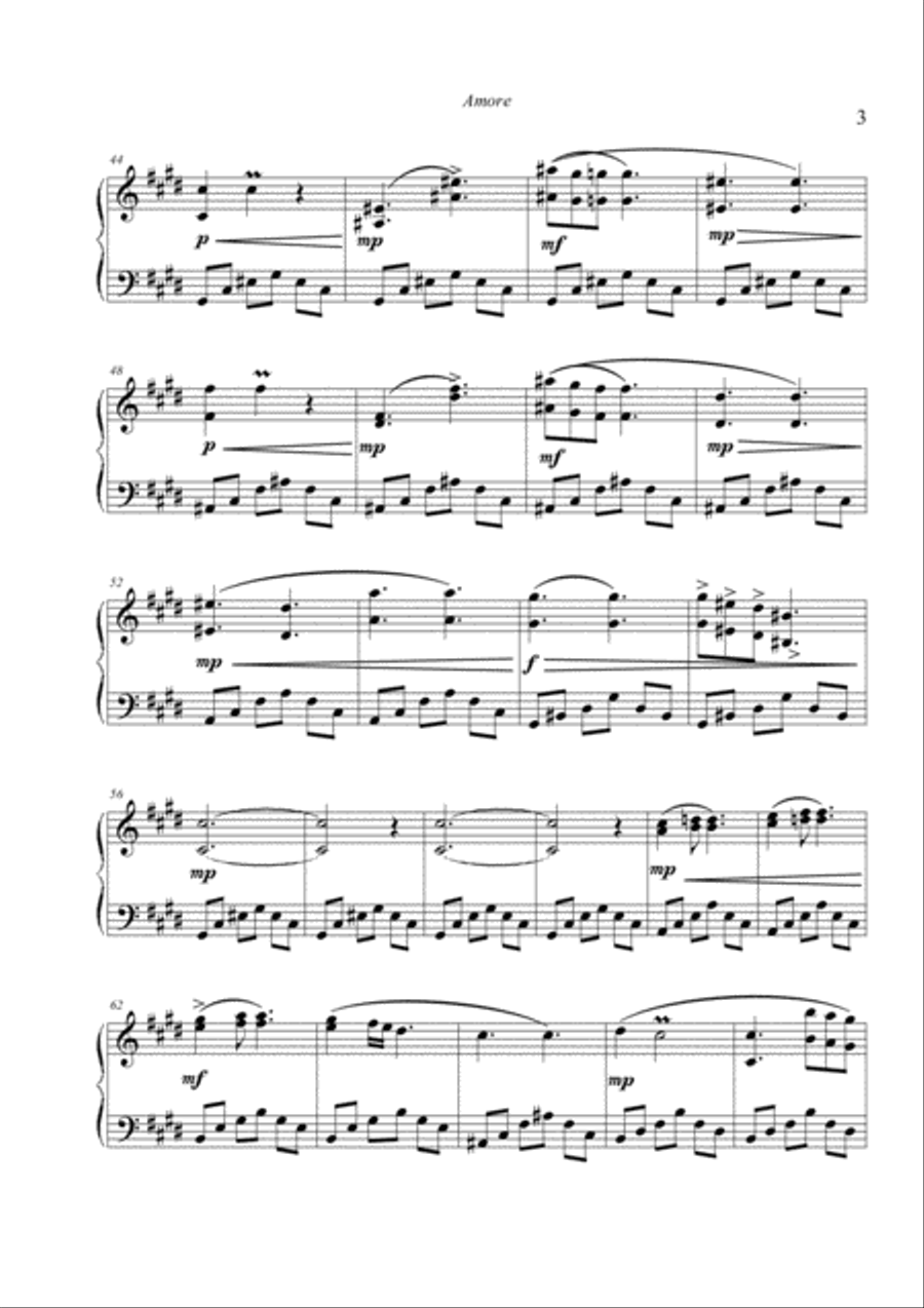 Amore (Op. 5 Nocturne N°2 in C#m) Piano Solo scores gallery preview page 3