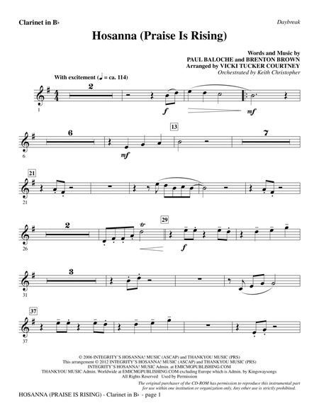 Hosanna (Praise Is Rising) - Bb Clarinet