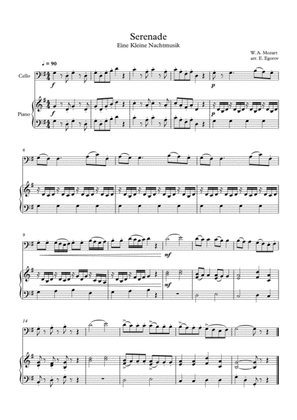 Serenade (Eine Kleine Nachtmusik), Wolfgang Amadeus Mozart, For Cello & Piano