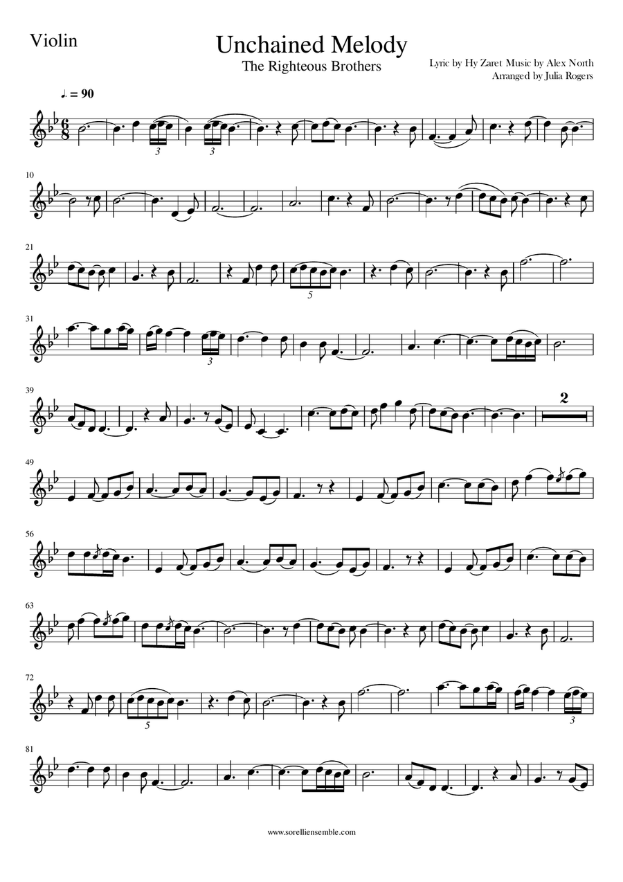Unchained Melody String Duet scores gallery preview page 4