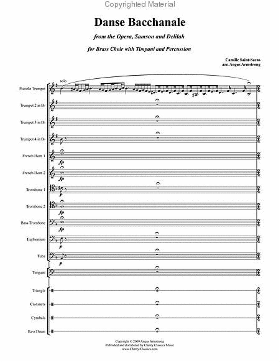 Danse Bachanale for Brass Choir with Timpani & Percussion Score scores gallery preview page 3
