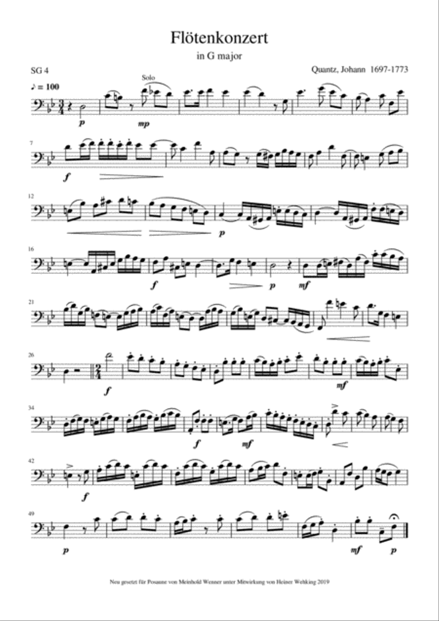 Trombone Solo Posaune Pieces Komponist born 1692-1706 - 8 Pieces Trombone Solo Posaune Soli Stück Trombone Solo scores gallery preview page 6