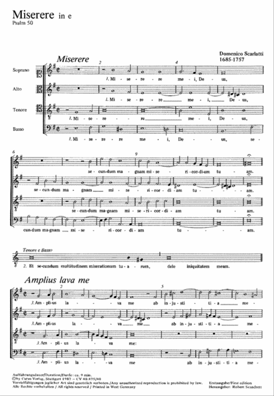Miserere in E minor 4-Part scores gallery preview page 1
