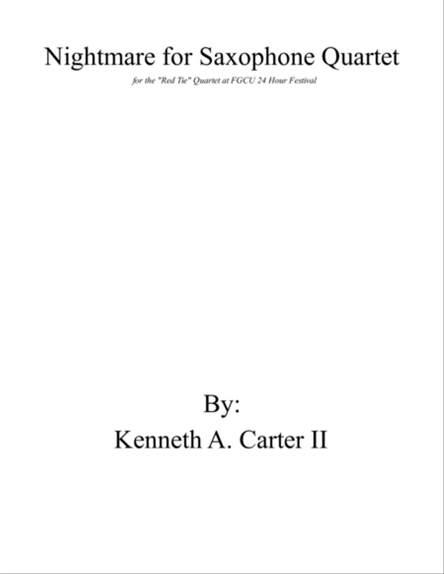 Nightmare for Saxophone Quartet and Percussion Woodwind Quartet scores gallery preview page 1