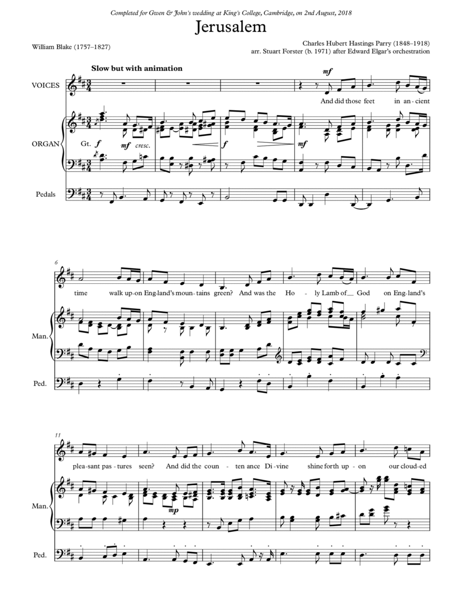 Jerusalem Organ Solo scores gallery preview page 1