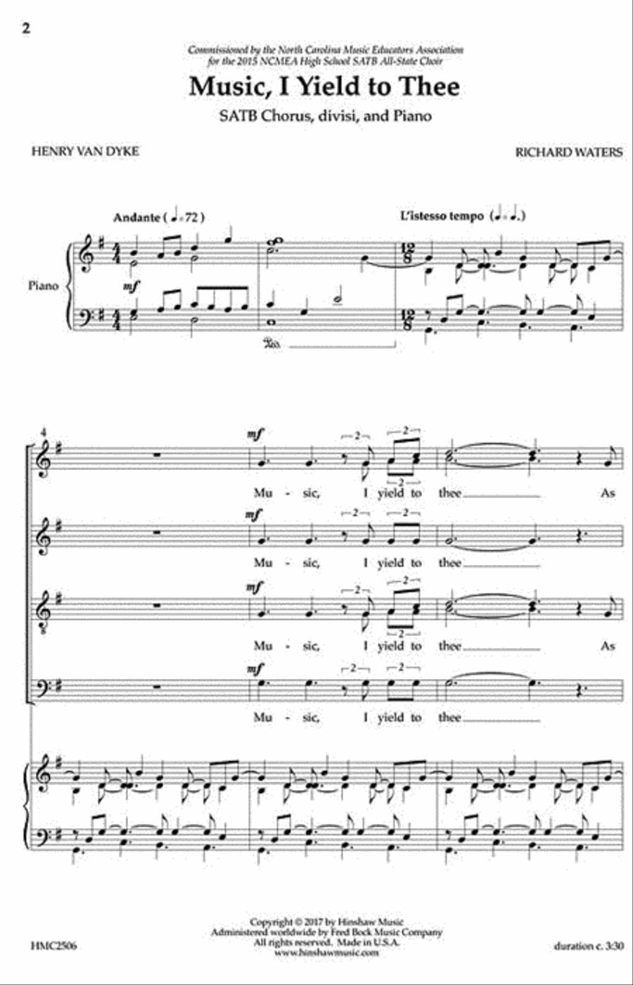 Music, I Yield to Thee 4-Part scores gallery preview page 2