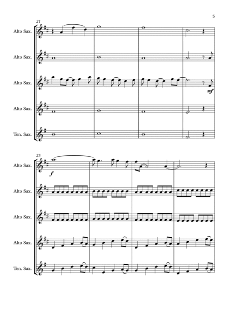 The Lion Sleeps Tonight Woodwind Quartet scores gallery preview page 5