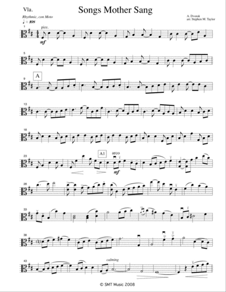 Songs Mother Taught Me (Songs Mother Sang) String Quartet scores gallery preview page 5