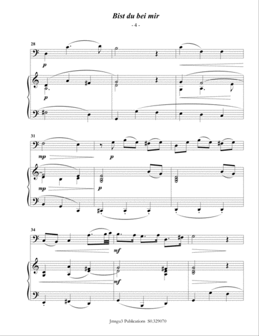 Bach: Bist du bei mir BWV 508 for Euphonium & Piano Euphonium scores gallery preview page 5