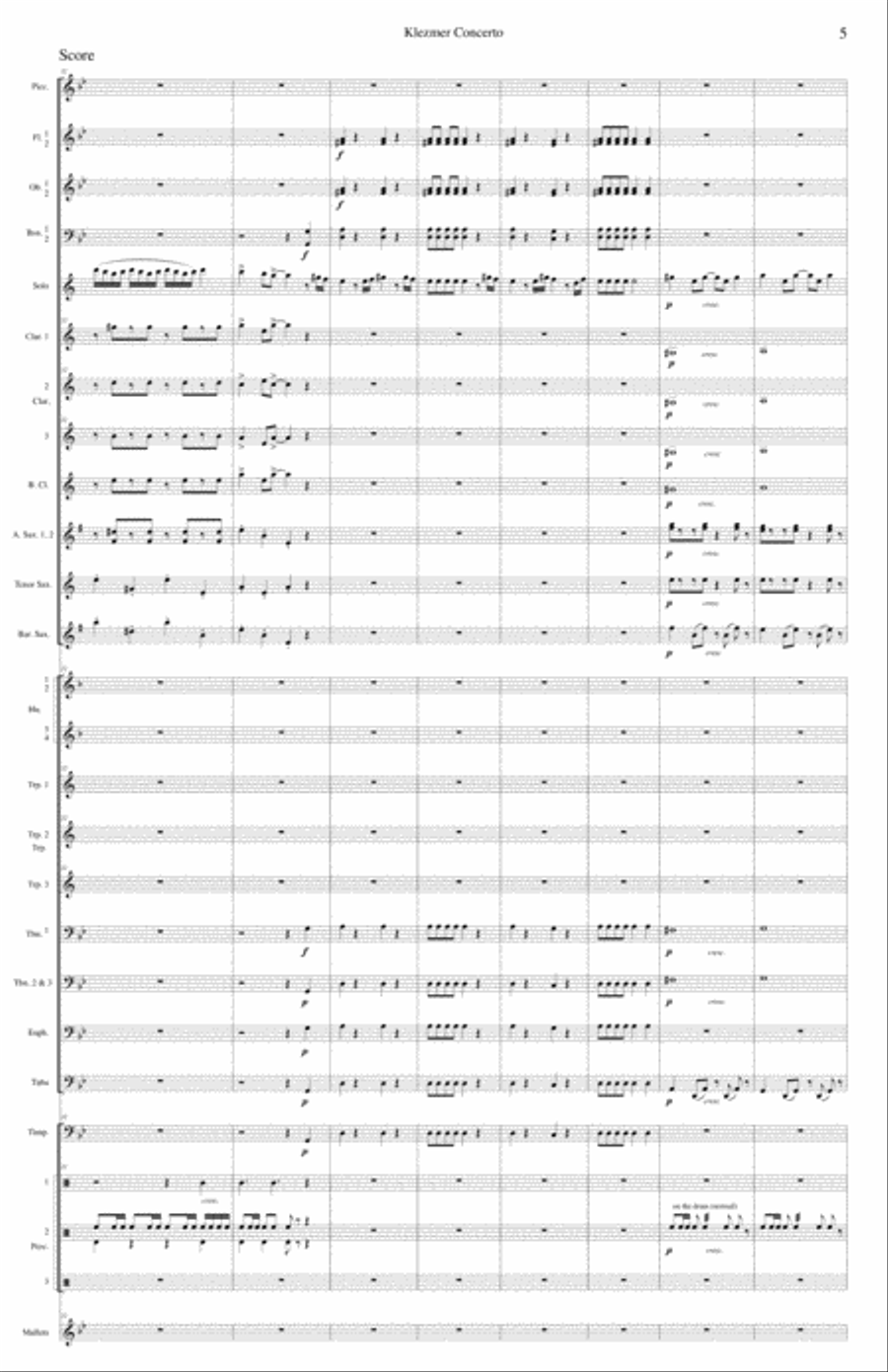 Klezmer 101 from Klezmer Concerto for Clarinet and Wind Orchestra (complete score) Concert Band scores gallery preview page 5