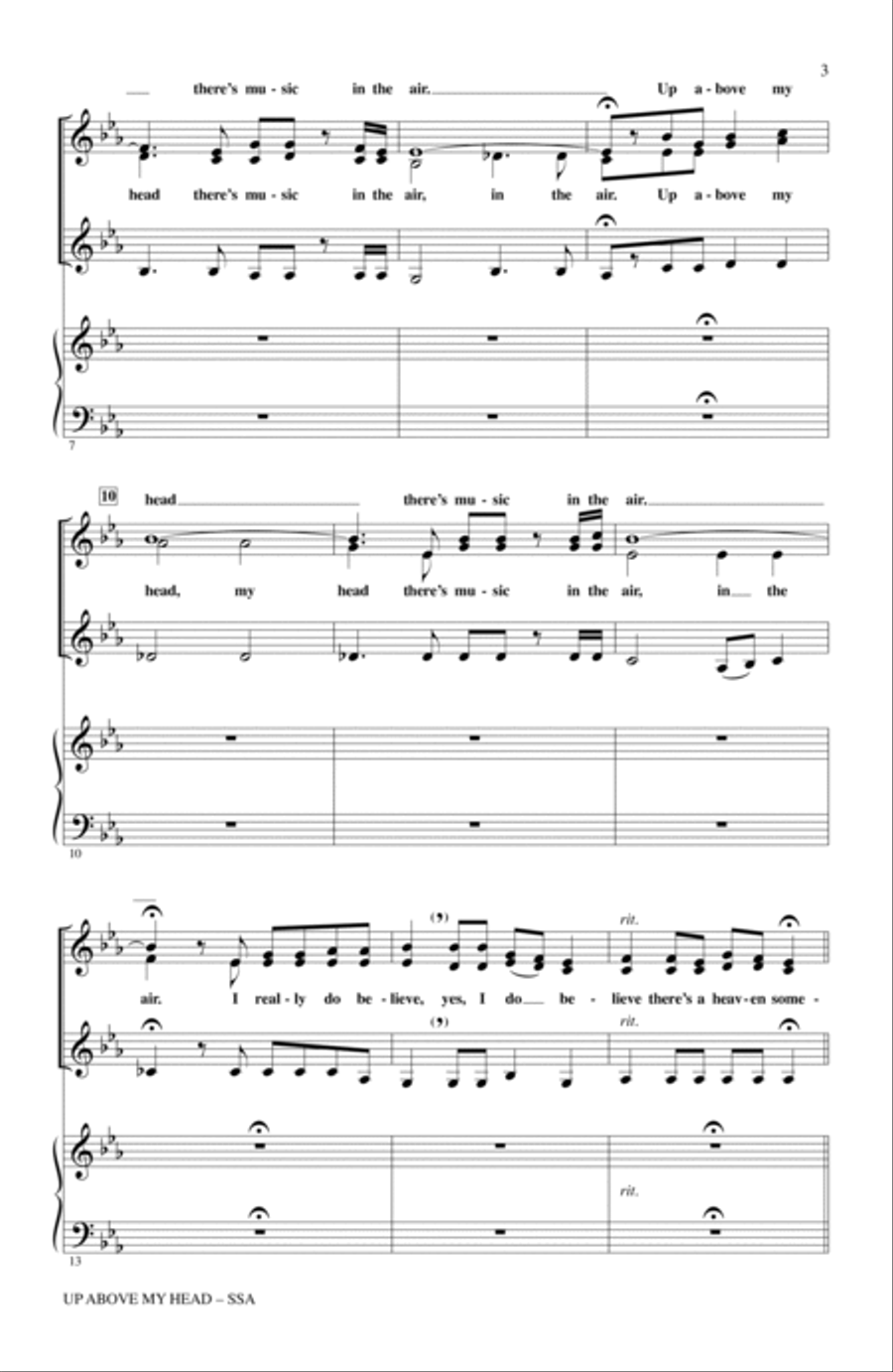 Up Above My Head (There's Music In The Air) SSA scores gallery preview page 2