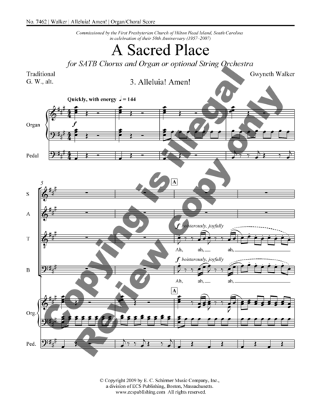 A Sacred Place: 3. Alleluia! Amen! (Organ/Choral Score) image number null