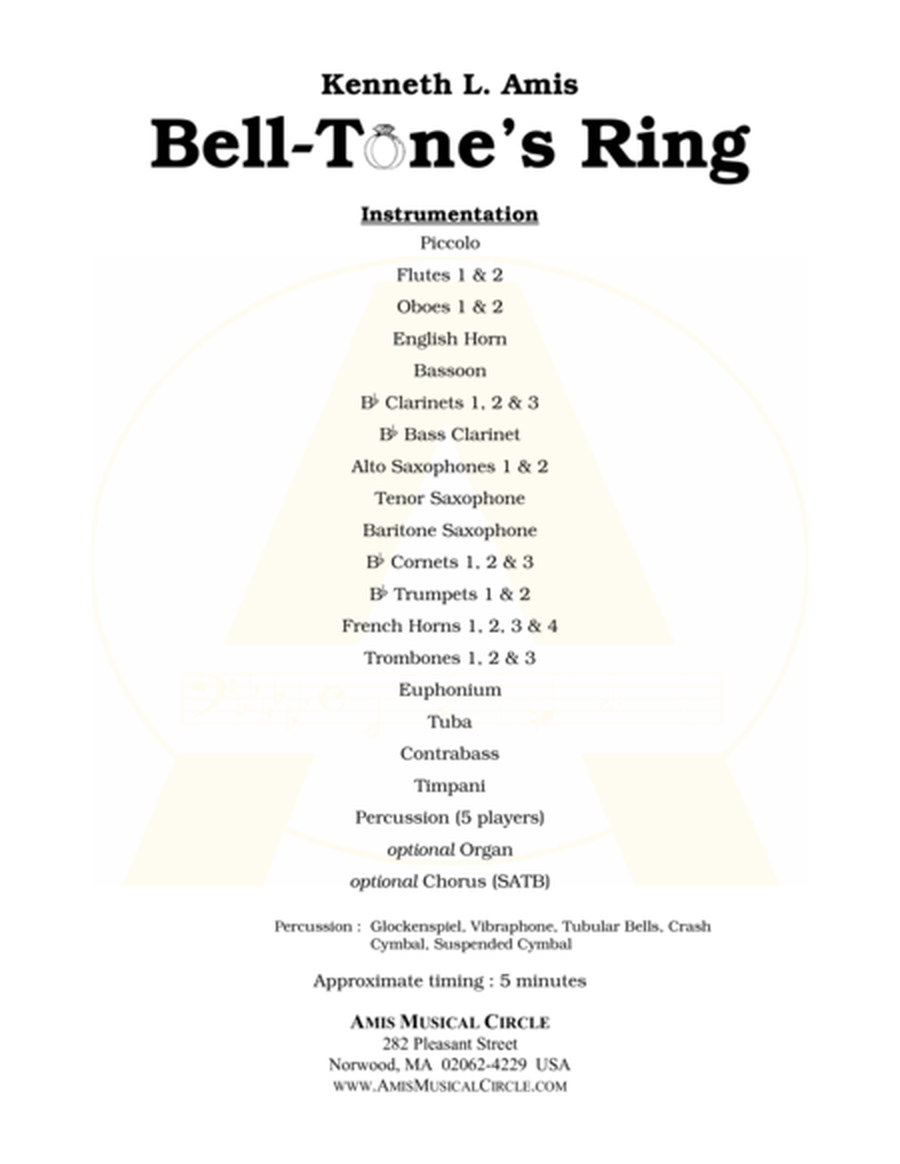 Bell-Tone’s Ring (band) - STUDY SCORE ONLY