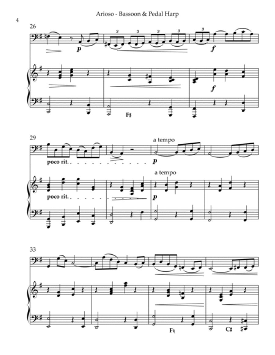 Arioso, Duet for Bassoon & Pedal Harp Bassoon scores gallery preview page 4