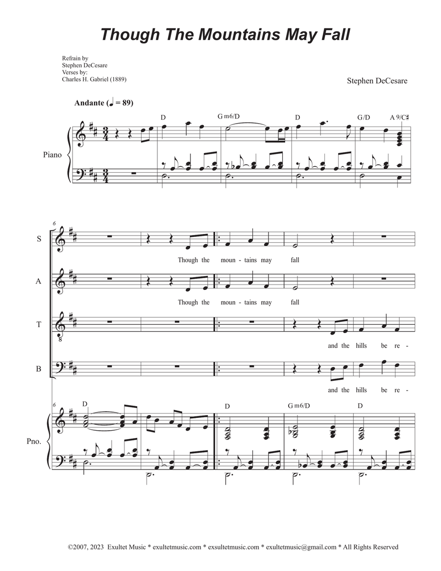Though The Mountains May Fall (SATB) 4-Part scores gallery preview page 1