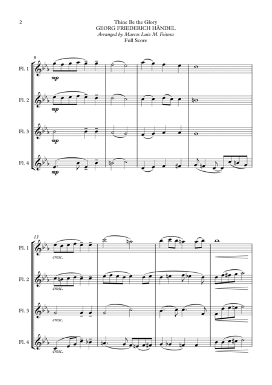 Thine Be the Glory (Maccabeus) - Flute Quartet Flute Quartet scores gallery preview page 4