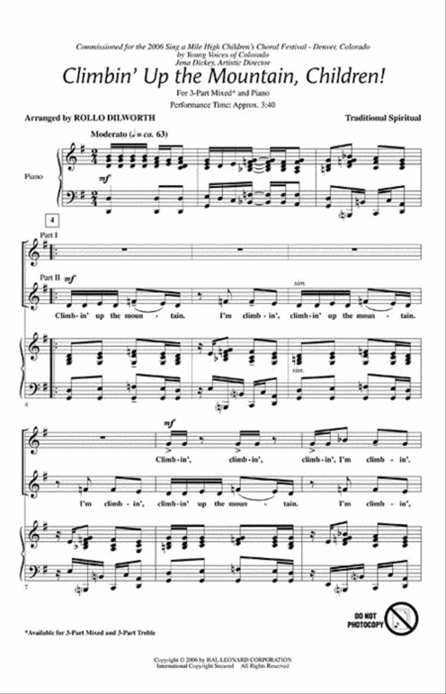 Climbin' Up the Mountain, Children! 3-Part scores gallery preview page 2